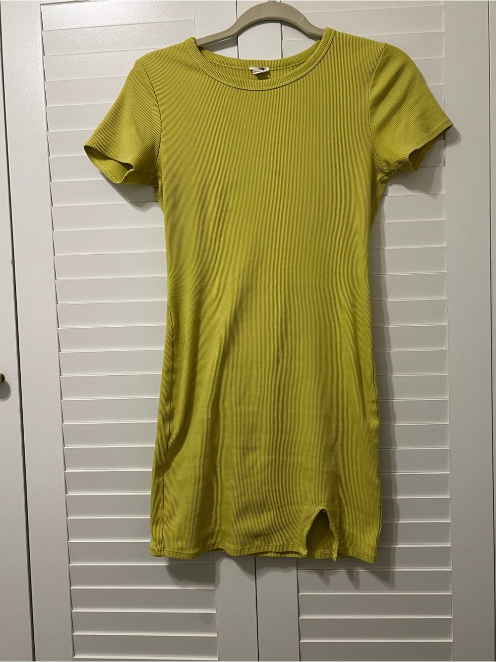 Garage Lime Green Ribbed Open-Back Mini Dress